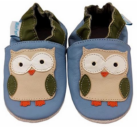 MiniFeet Soft Leather Baby Shoes, Owls 0-6, 6-12, 12-18, 18-24 Months & 2-3 Years